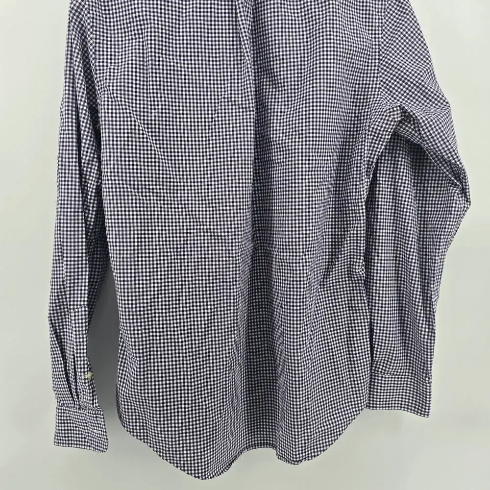 Polo Ralph Lauren Men Blue Gingham Button Down Shirt Size Medium custom fit Pony